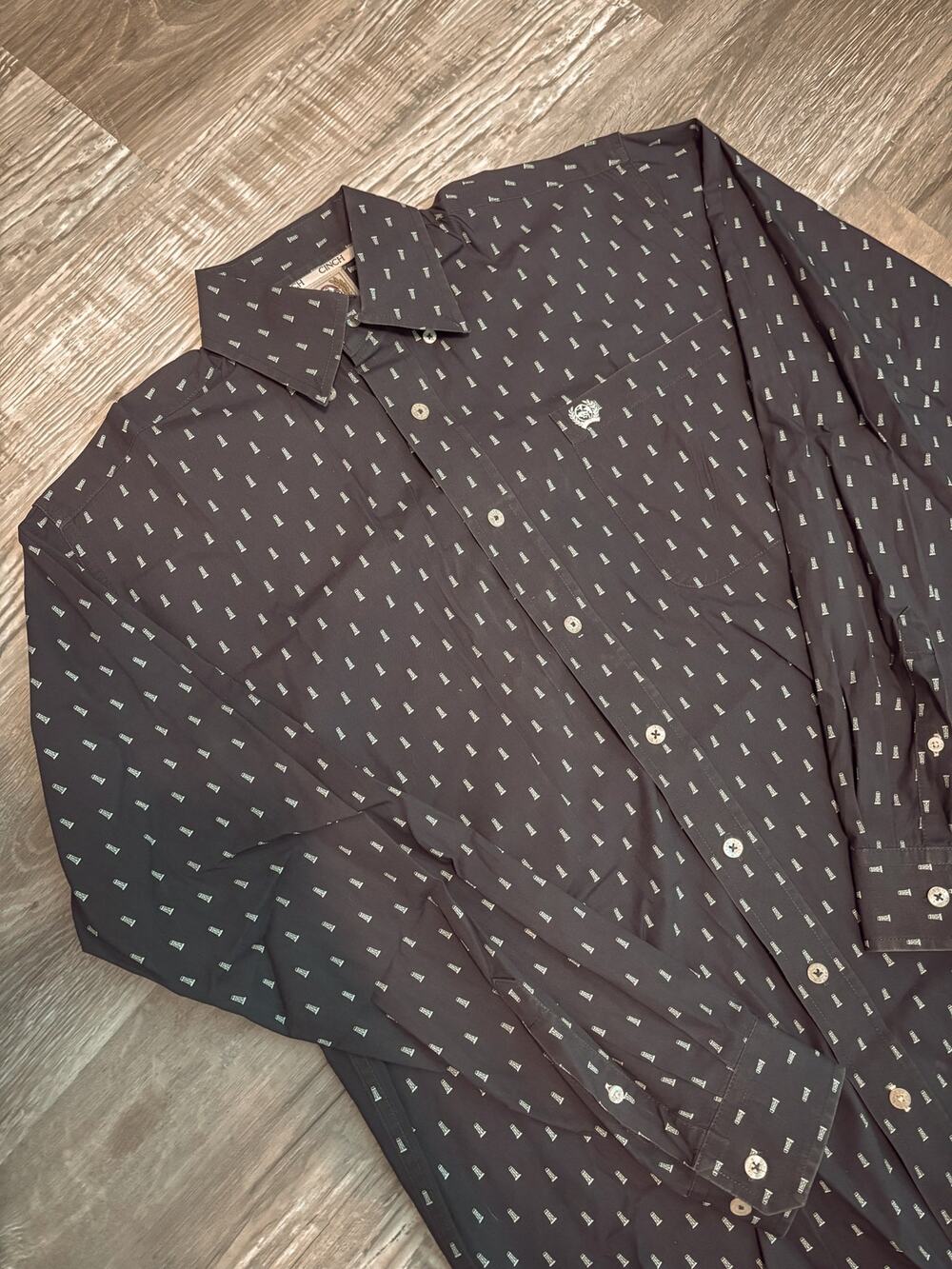 navy/lighthouse paisley cinch button up shirt